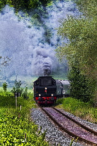 photo of train on railway during daytime thumbnail