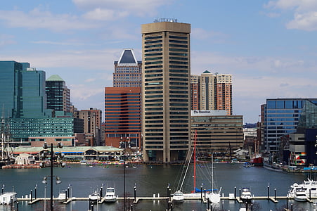 aerial view of calm waters near buildings thumbnail