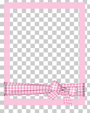 Frame, Hand-painted frame cartoon frame,Pink plaid photo frame, pink and white checked frame with ribbon PNG clipart