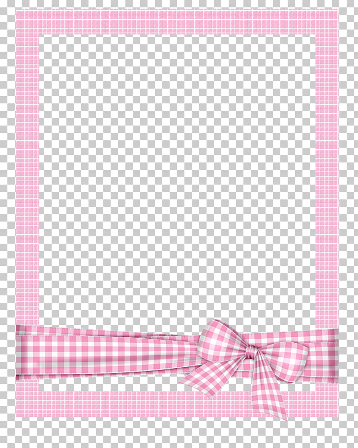 Frame, Hand-painted frame cartoon frame,Pink plaid photo frame, pink and white checked frame with ribbon PNG clipart