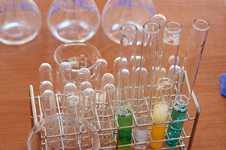 clear glass test tubes on rack thumbnail