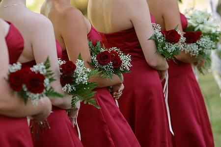 Brides Groom Wearing Red Cocktail Dress thumbnail