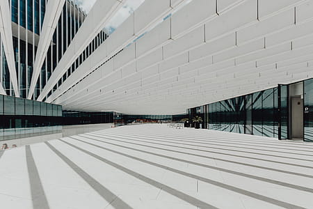 Modern white building, EDP Headquarters of architect Aires Mateus, Lisbon, Portugal thumbnail