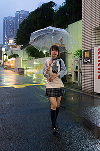 woman smiling holding umbrella thumbnail