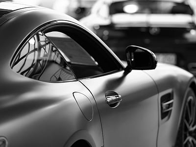 grayscale photography of sports coupe thumbnail