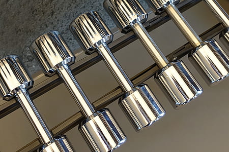 six stainless steel fix-weight dumbbells thumbnail