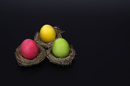 three yellow, green, and pink eggs thumbnail