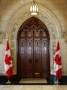 Main door to the House of Commons in Centre Block Ottawa, Ontario, Canada thumbnail