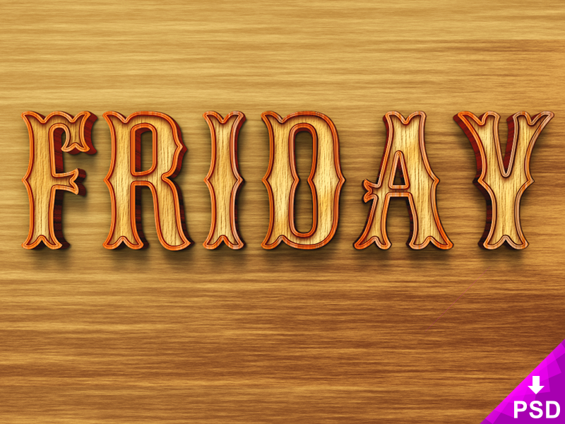 3D Wood Text Style psd file