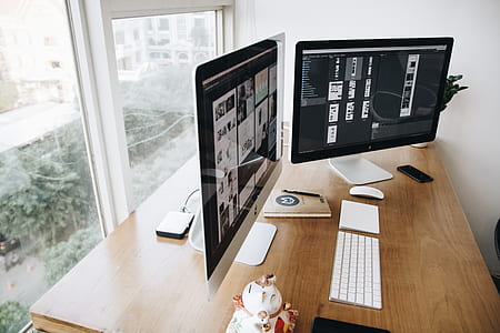 apple, desk, office, working thumbnail