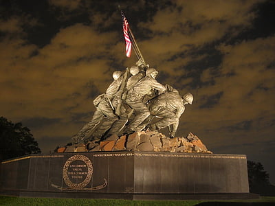 us marines war memorial, night, iwo jima, america, military, monument thumbnail