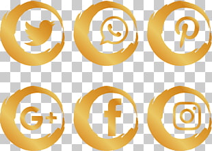 Social media Social network Icon, Gold Brush Social Icons, brown smartphone applications PNG clipart
