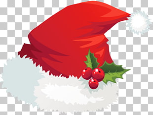 Santa Claus Hat Christmas , Transparent Santa Hat with Mistletoe , Santa hat PNG clipart