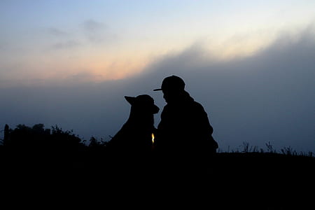 silhouette of man and dog thumbnail