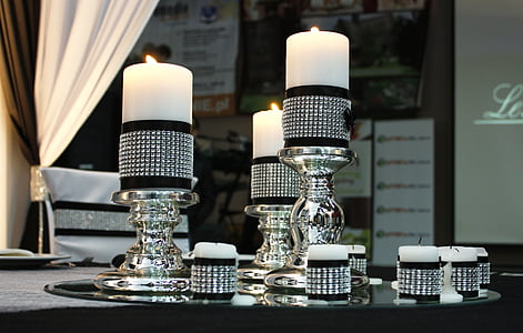 black-and-silver candlesticks and tealight candle holders thumbnail