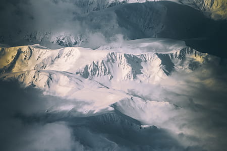 aerial photography of snow covered mountain thumbnail