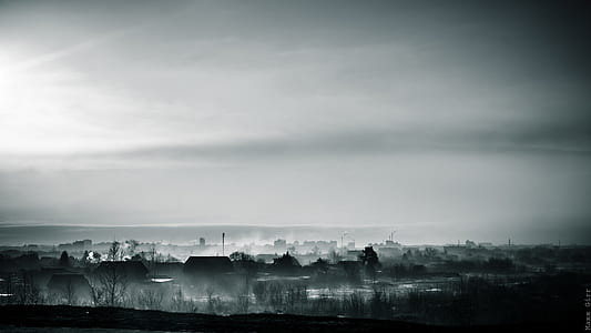silhouette photography of houses thumbnail