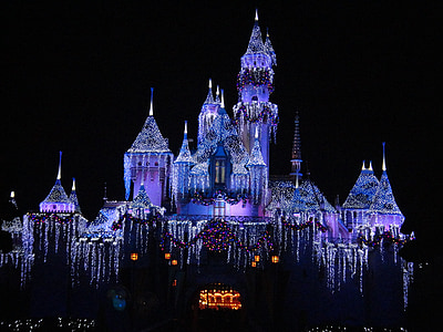 purple castle during nighttime thumbnail