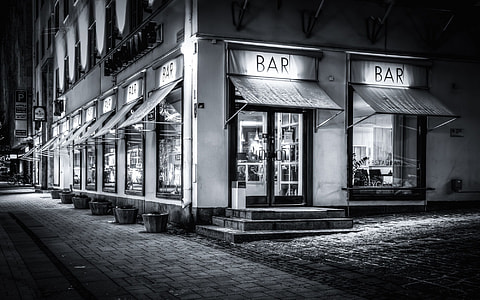 bar house in grayscale photography thumbnail