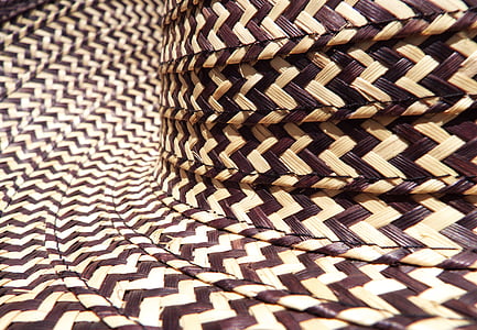 close-up photography of white and brown woven hat thumbnail