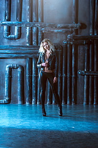 woman in black leather zip-up jacket thumbnail