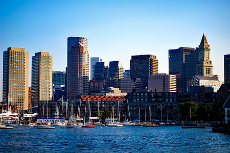 bunch of boats on body water within cityscape range during daytime thumbnail
