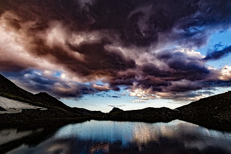 dawn, mountains, nature, sky thumbnail