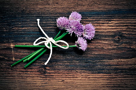 purple petaled flowers on brown surface thumbnail