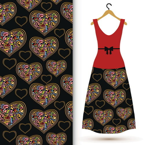 Fashion seamless fabric texture with women dress vectors 07 eps file