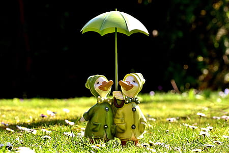 two ducks under green umbrella patio decor thumbnail