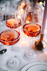 Rose wine glass on christmas table thumbnail