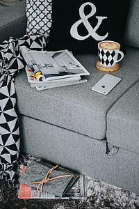 Resting with magazines and cup of coffee thumbnail