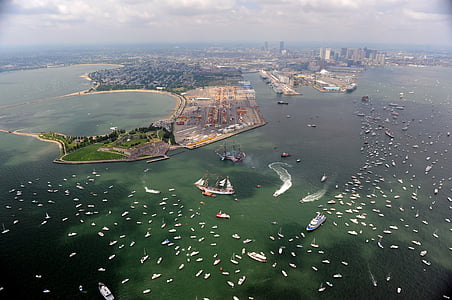 aerial photo of boats near island thumbnail