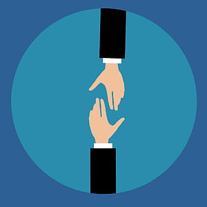 Illustration of shaking hands- two coming together in agreement thumbnail