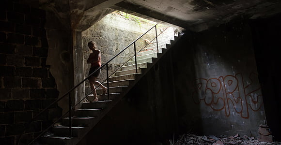 person walking down stair thumbnail