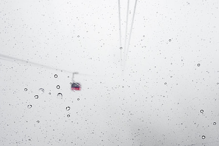 cable car through clear glass with water droplets thumbnail