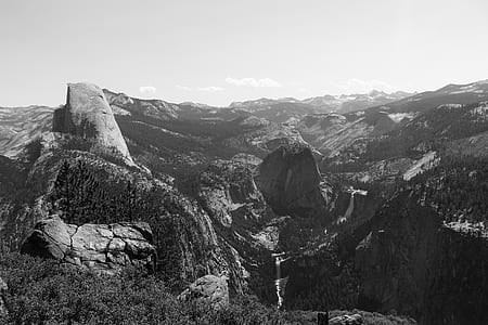 grayscale photo of mountains thumbnail