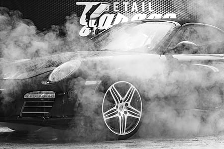 grayscale photography of black sports car thumbnail