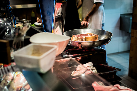 Weighing a beef steak thumbnail