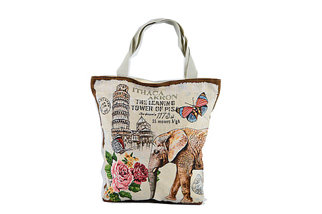 white and multicolored graphic tote bag thumbnail