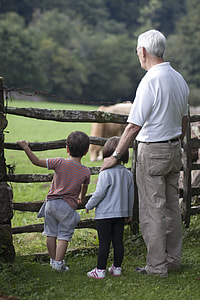 Grandfather With Grandchildren, Nature thumbnail