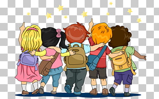 Backpack Child , student, five children wearing bags illustration PNG clipart