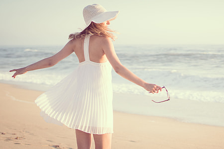 Woman wearing hat and summer dress thumbnail