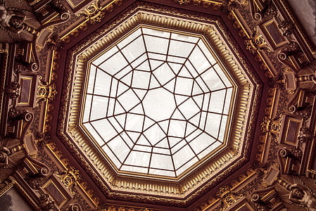 worm's-eye view photo of white and brown ceiling thumbnail