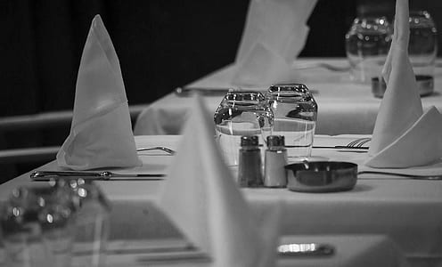 black-and-white, table, cutlery, silverware thumbnail