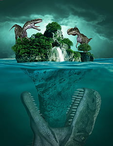 dinosaurs on island illustration thumbnail