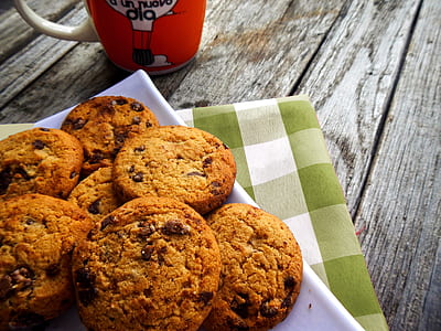 chocolate chip cookies on white plate thumbnail