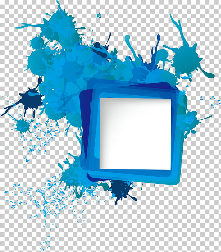 Icon, Ink splashes border, blue and teal paint splat PNG clipart