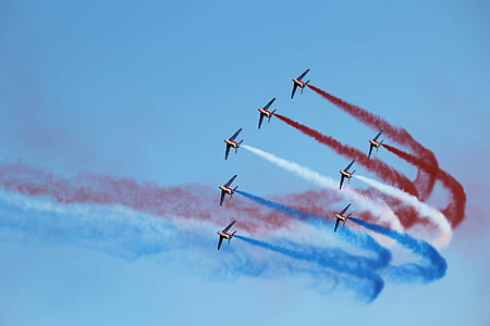 several jets doing aerial smoke show thumbnail