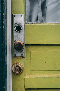 green wooden door closed thumbnail